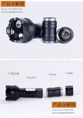 【Q5 LED户外照明手电筒强光防水录像摄像照相拍照补光驴友骑行】价格,厂家,图片,手电筒,宁海县西店辰翰五金电器厂-