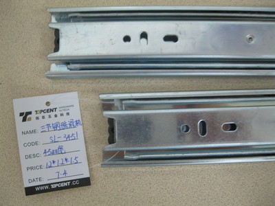 【【厂家直销】三节钢珠滑轨 道轨 滑动顺畅 超静音】价格,厂家,图片,其他家具橱柜五金,广州市拓臣五金-